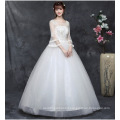 2019 Cheap Wedding Ball Gown Dress Puff Sleeves Illusion O-neck Appliqued Lace Frock Designs African Plus Size Wedding Dress